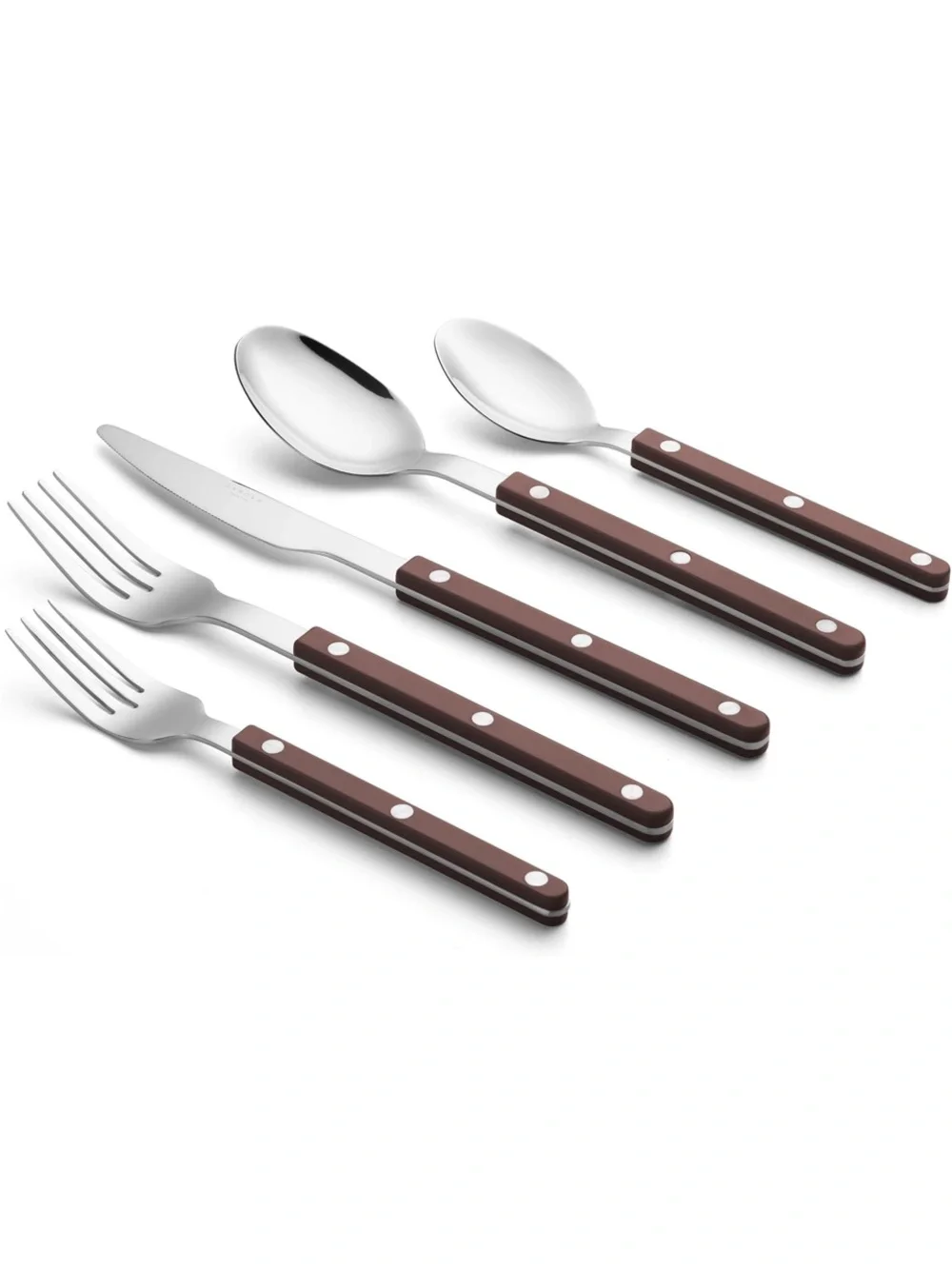 ANNOVA NWT 10pc Stainless Steel silverware set -silver/brown - Picture 4 of 10